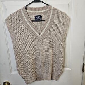 Vintage 80s/90s Haberdashery Sweater Vest Women's Small Beige Preppy Academia